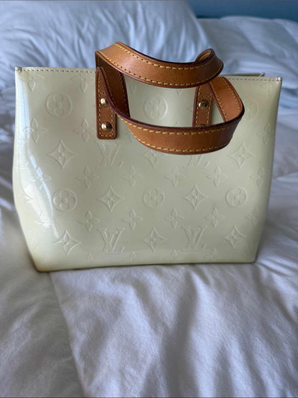 Louis Vuitton Light Yellow Vernis Tote with Vachetta Handles
